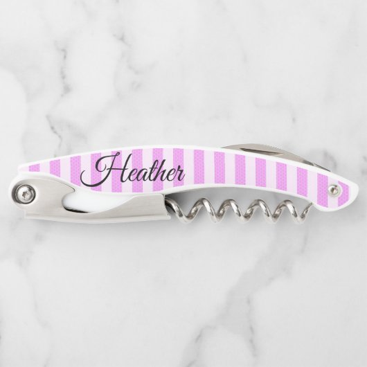 Kurkentrekker flesje opener roze wit (Voorkant)