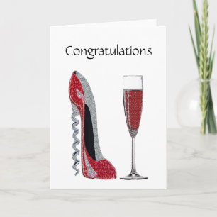 Kurkentrekker Heel Red Stiletto en Champagneglas Kaart