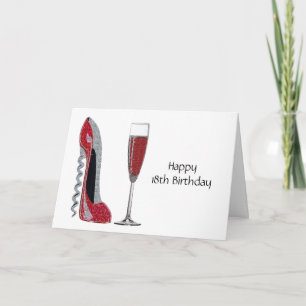 Kurkentrekker Heel Red Stiletto en Champagneglas Kaart
