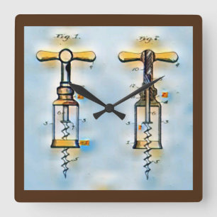Kurkentrekker Patent Wine Wall Clock Vierkante Klok