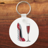Kurkentrekker Red Stiletto en rode wijn Sleutelhanger (Voorkant)