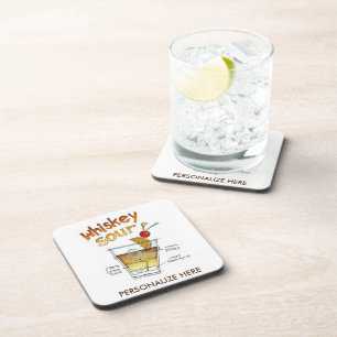 KURKENTREKKER SETS, WHISKEY SOUR COCKTAIL RECEPT ONDERZETTER