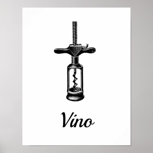 Kurkentrekker van wijn — Vino Art Print (Voorkant)