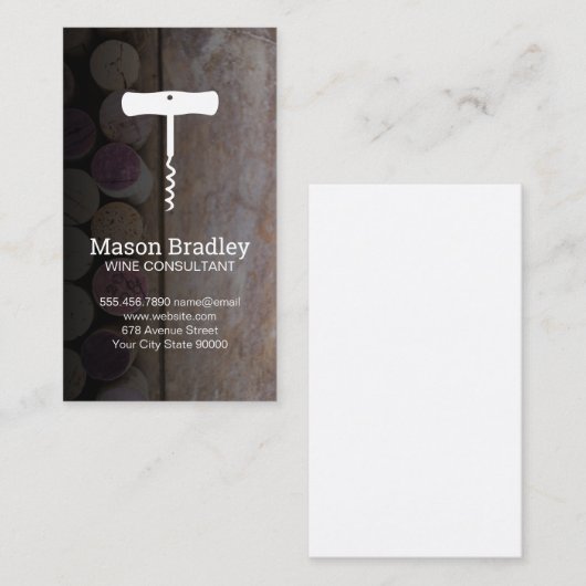 Kurkentrekker Wijnopener | Kurken op tafel Visitekaartje (Voorkant / Achterkant)