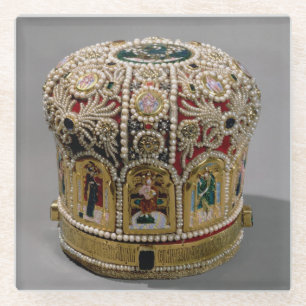 Kurkplankset met parels en edelstenen glazen onderzetter