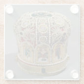 Kurkplankset met parels en edelstenen glazen onderzetter (Achterkant)