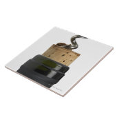 kurkschroef en kurk, gefotografeerd op wit tegeltje (Zijkant)