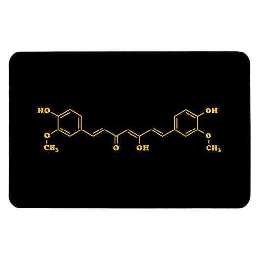 Kurkuma curcumine moleculaire chemische formule magneet (Horizontaal)