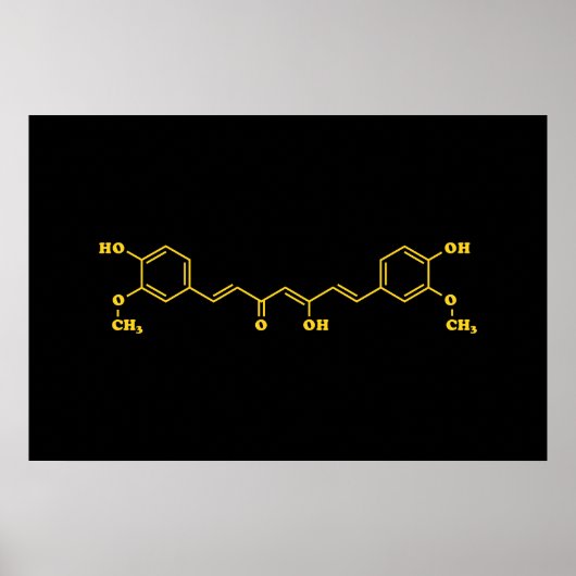 Kurkuma curcumine moleculaire chemische formule poster (Voorkant)
