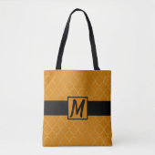 Kurkuma Geel & Goud Quatrefoil Monogram Tote Bag (Voorkant)