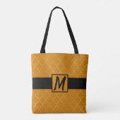 Kurkuma Geel & Goud Quatrefoil Monogram Tote Bag (Achterkant)