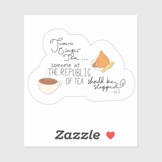 Kurkuma, Gember, Grappige Thee Quote Sticker (Vel)