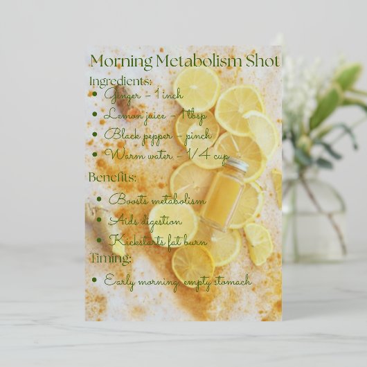 Kurkuma Ginger Lemon Detox Shot Recept Folie Uitnodiging (Staand Voorkant)
