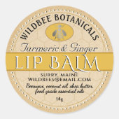 Kurkuma Kraft Bijenwas Lippenbalsem met stippelran Ronde Sticker (Voorkant)