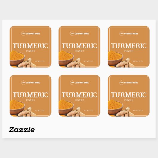 Kurkuma Spice Aangepast Label Sticker (Vel)