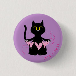 Kuro Catto Love Badge – Schattigee Kat Button