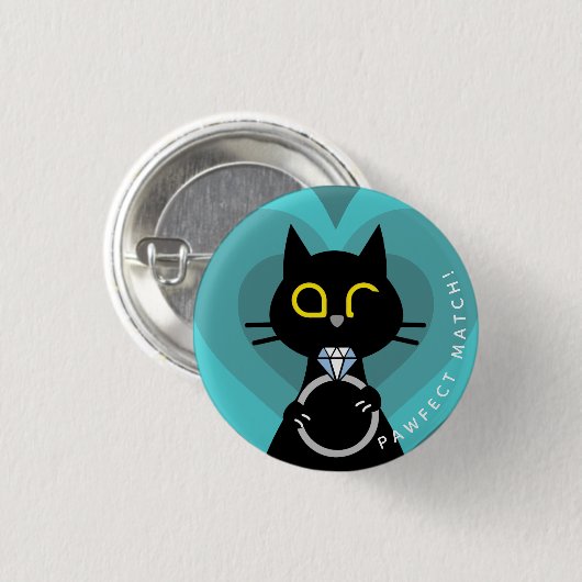 Kuro Catto Proposal Badge – Funny Cat Verloving Ronde Button 3,2 Cm (Voorkant /achterkant)