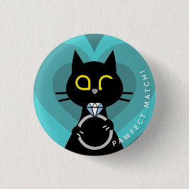 Kuro Catto Proposal Badge – Funny Cat Verloving Ronde Button 3,2 Cm