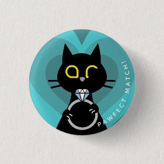 Kuro Catto Proposal Badge – Funny Cat Verloving Ronde Button 3,2 Cm