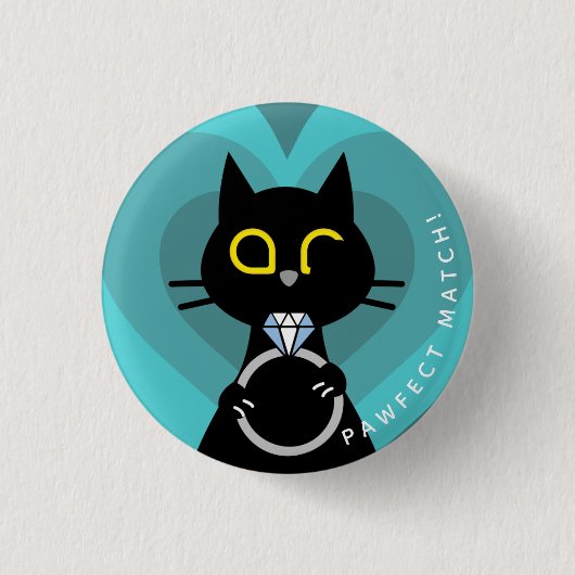 Kuro Catto Proposal Badge – Funny Cat Verloving Ronde Button 3,2 Cm (Voorkant)