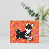 Kuro Shiba Inu cartoon Briefkaart (Staand voorkant)