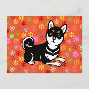 Kuro Shiba Inu cartoon Briefkaart