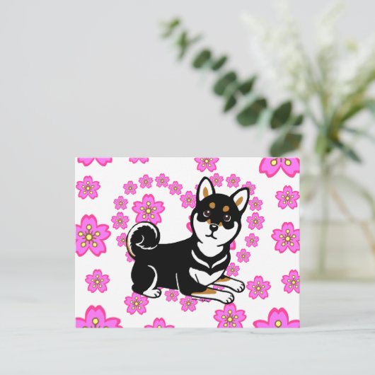 Kuro Shiba Inu cartoon Briefkaart (Staand voorkant)