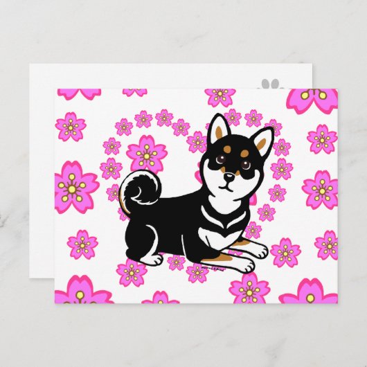 Kuro Shiba Inu cartoon Briefkaart (Voorkant / Achterkant)