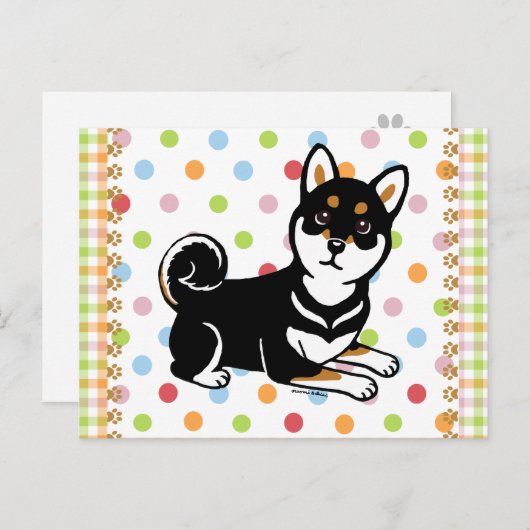 Kuro Shiba Inu cartoon Briefkaart (Voorkant / Achterkant)