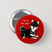 Kuro Shiba Inu cartoon Ronde Button 5,7 Cm (Voorkant /achterkant)