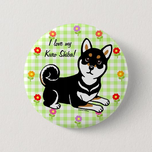 Kuro Shiba Inu cartoon Ronde Button 5,7 Cm (Voorkant)