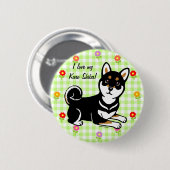 Kuro Shiba Inu cartoon Ronde Button 5,7 Cm (Voorkant /achterkant)