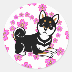 Kuro Shiba Inu cartoon Ronde Sticker