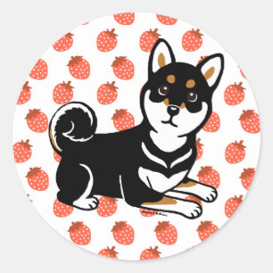Kuro Shiba Inu cartoon Ronde Sticker