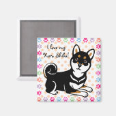 Kuro Shiba Inu hond cartoon Magneet (Voorkant / Achterkant)