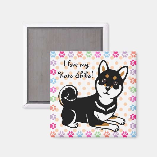 Kuro Shiba Inu hond cartoon Magneet (Voorkant / Achterkant)