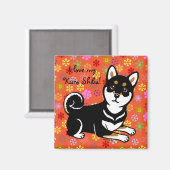 Kuro Shiba Inu hond cartoon Magneet (Voorkant / Achterkant)