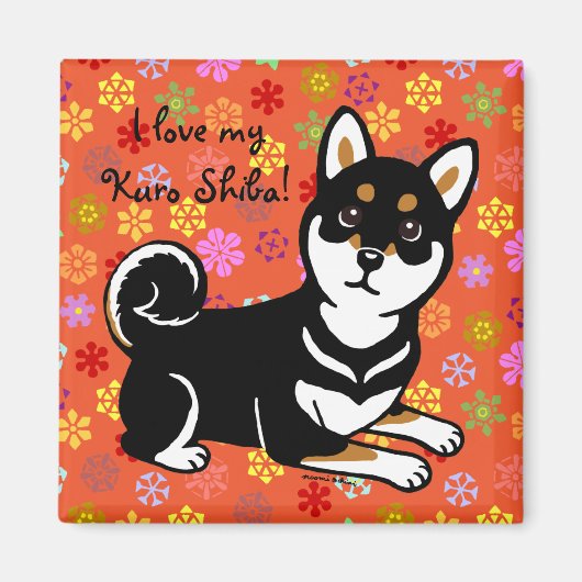Kuro Shiba Inu hond cartoon Magneet (Voorkant)
