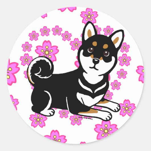 Kuro Shiba Inu hond cartoon Ronde Sticker (Voorkant)