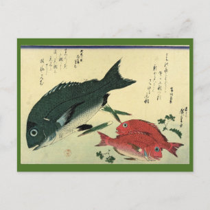 Kurodai & Akadai - Japanse visafdruk van Hiroshige Briefkaart