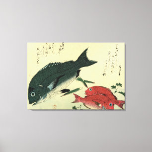 Kurodai & Akadai - Japanse visafdruk van Hiroshige Canvas Afdruk