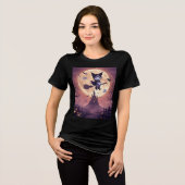 Kuromi op Halloween Nacht Tri-Blend Shirt (Voorkant volledig)