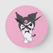 Kuromi Wall Clock – Cute Sanrio-Inspired Room Deco Ronde Klok (Voorkant)