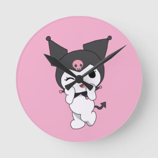 Kuromi Wall Clock – Cute Sanrio-Inspired Room Deco Ronde Klok