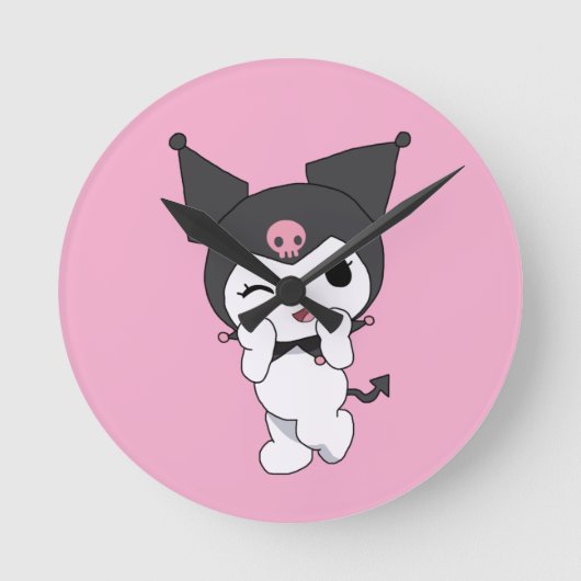 Kuromi Wall Clock – Cute Sanrio-Inspired Room Deco Ronde Klok (Voorkant)