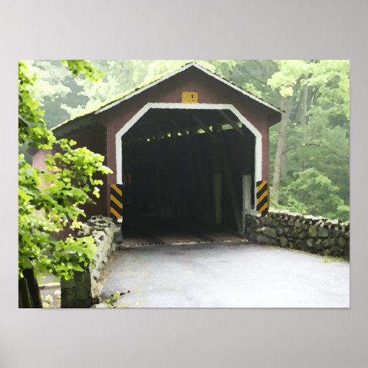 Kurtz Mill Houten Overdekte Brug Lancaster Penn Poster (Voorkant)