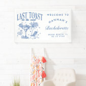 Kus Bachelorette Moderne Cocktailparty Blauw Spandoek (Insitu)