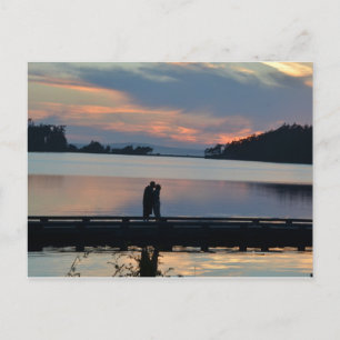 Kus bij zonsondergang briefkaart