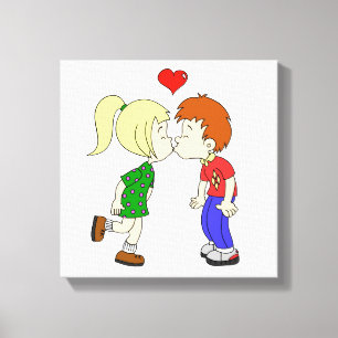 Kus cartoon kind canvas afdruk