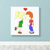 Kus cartoon kind canvas afdruk (Insitu (Houten vloer))